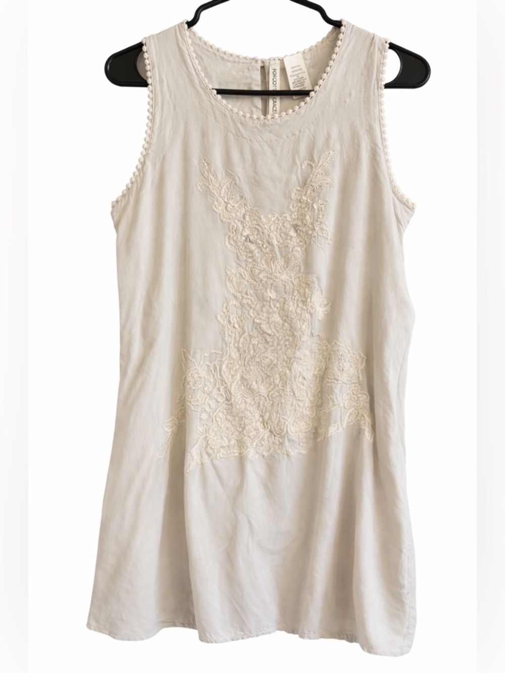 Forgotten Grace Cream Embroidered Tunic Mini Dress Top L